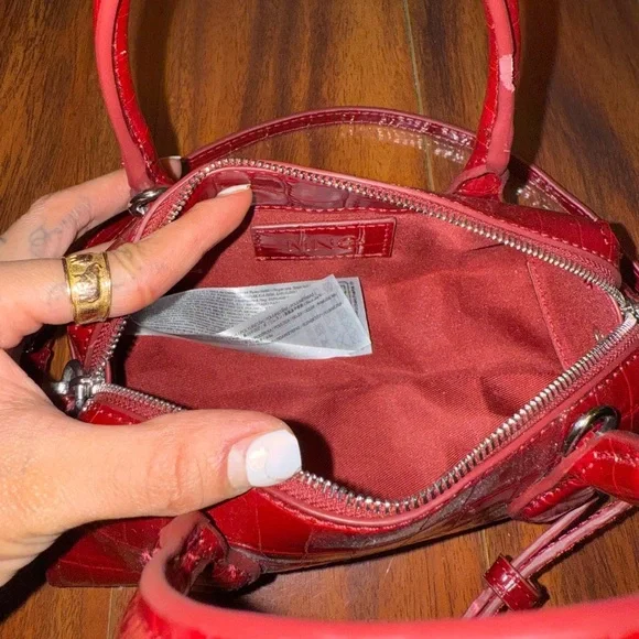 Mango Red Crocodile-Embossed Mini Bag - Picture 6 of 8